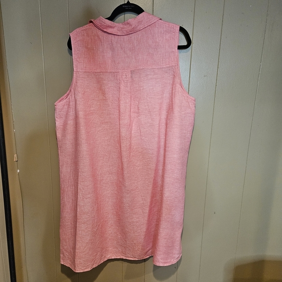 Tahari 100% Linen Sleeveless Tunic Top | Size 2X | Soft Pink | Lightweight, Chic - Picture 3 of 4
